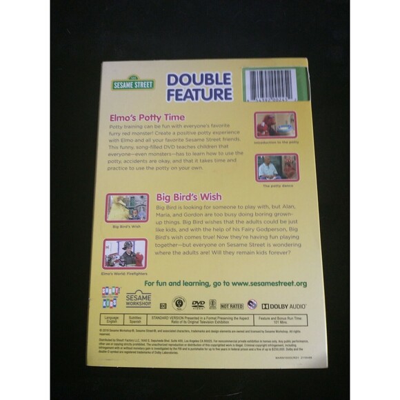 Sesame Street Double Feature DVD - Elmo's Potty Time and Big Bird's Wish - Picture 2 of 4